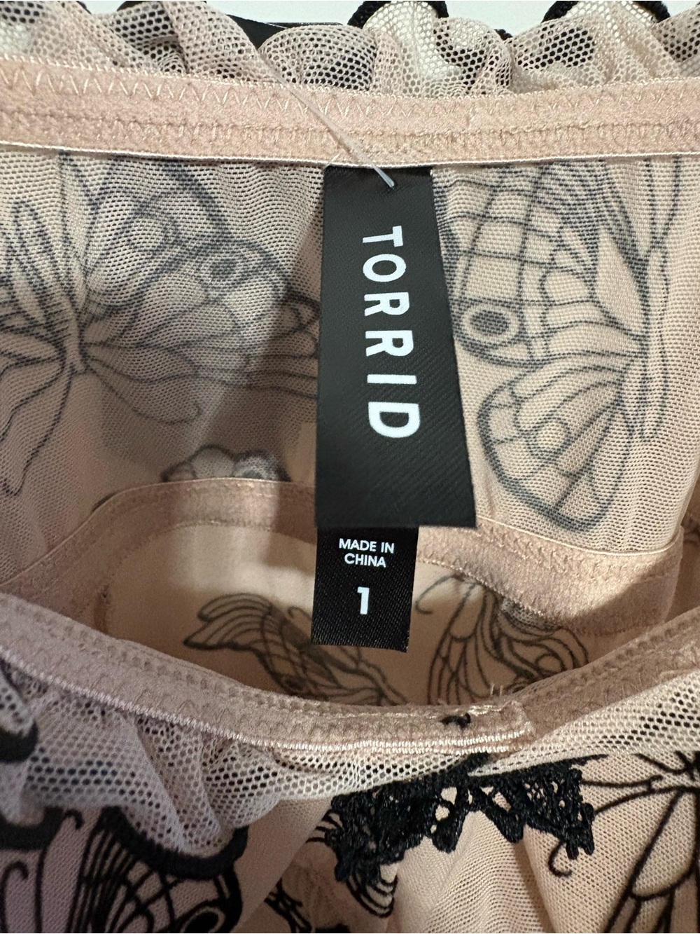 torrid Pink Butterfly Print Chemise with Black Lace Trim - Picture 7 of 11